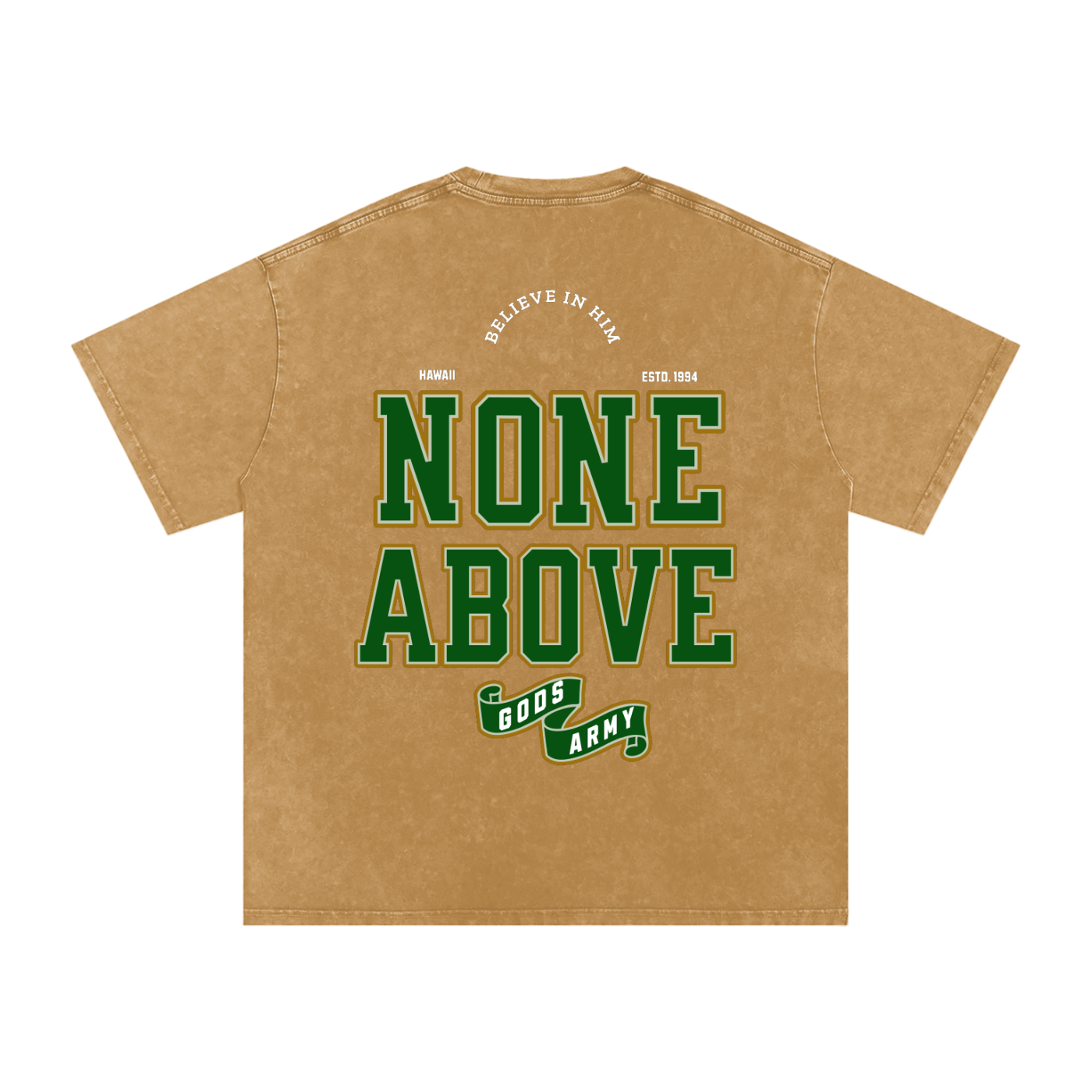 Snow Washed heavy Cotton T-Shirt NONE ABOVE, GODS ARMY