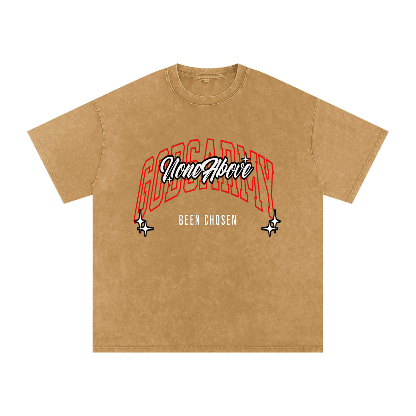 Snow Washed heavy Cotton T-Shirt GODS ARMY NONE ABOVE